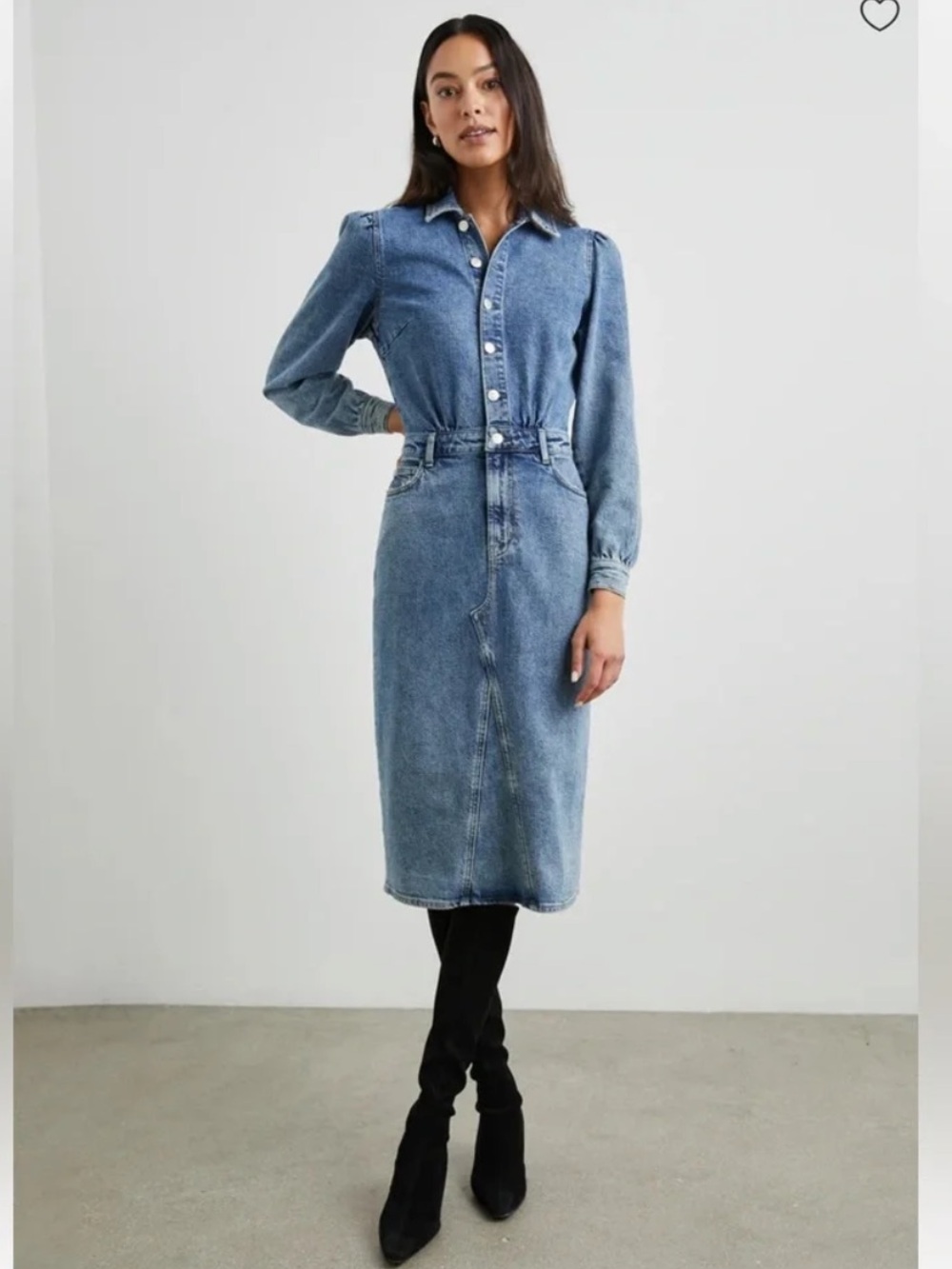 NEW RAILS Beverly Long Sleeve Button-Front Midi Denim Shirt Dress. Size M. NWOT